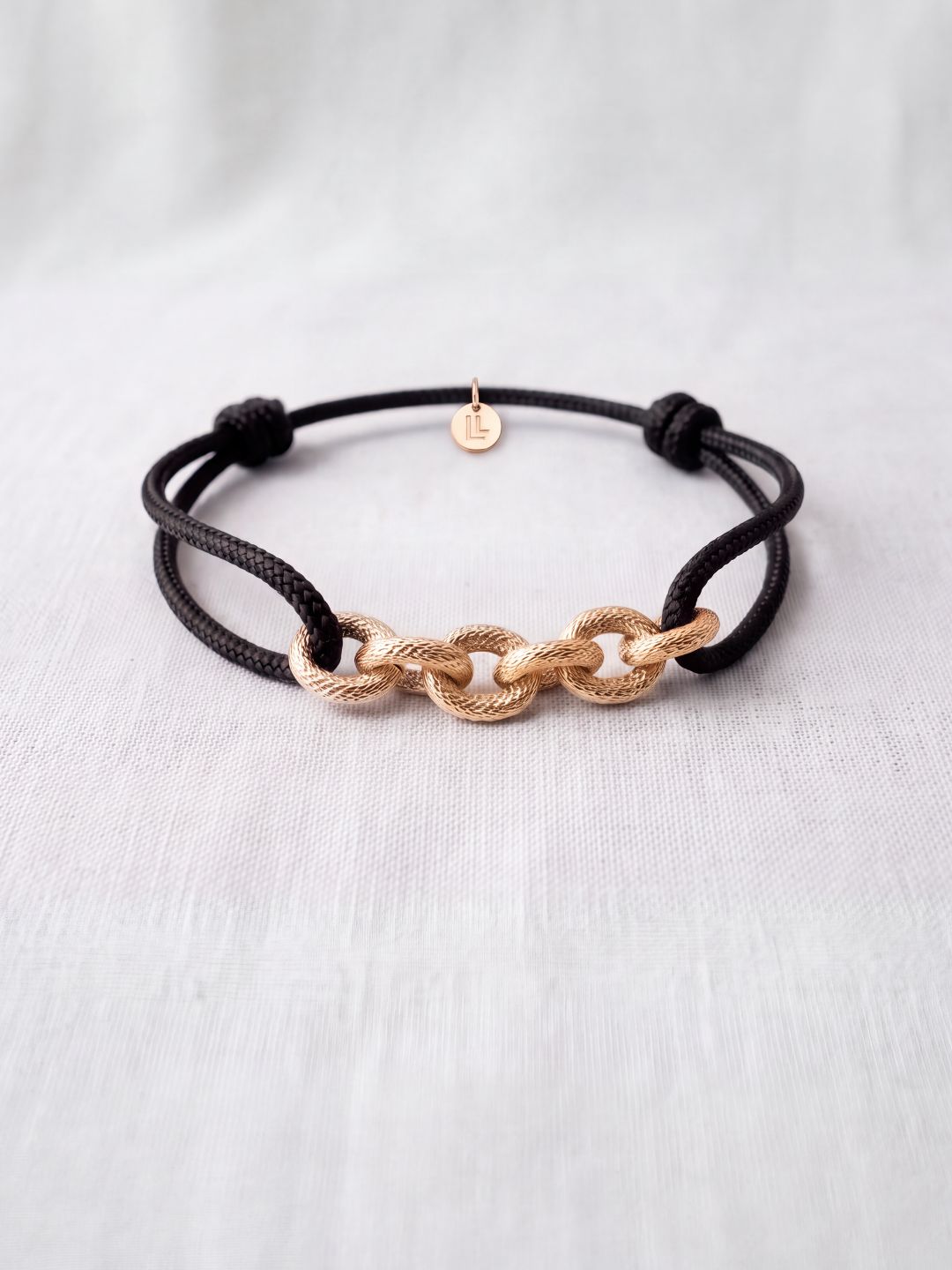 Bracelet Homme Cordon & Chaîne Plaqué Or  | Balloul Paris