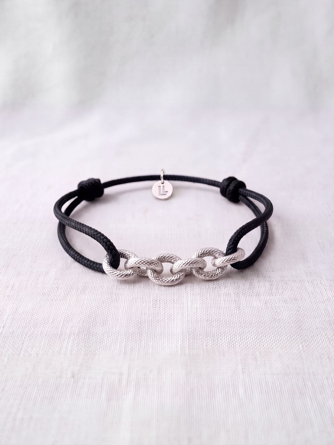 Bracelet Homme Cordon & Chaîne Plaqué Argent | Balloul Paris