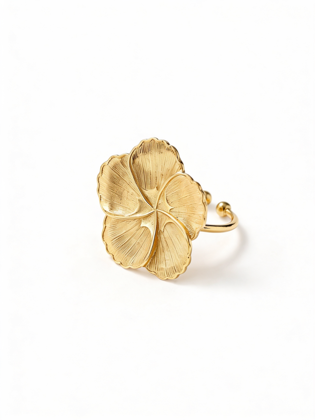 Bague Fleur Alice Bianca Plaqué Or Ajustable | Balloul Paris