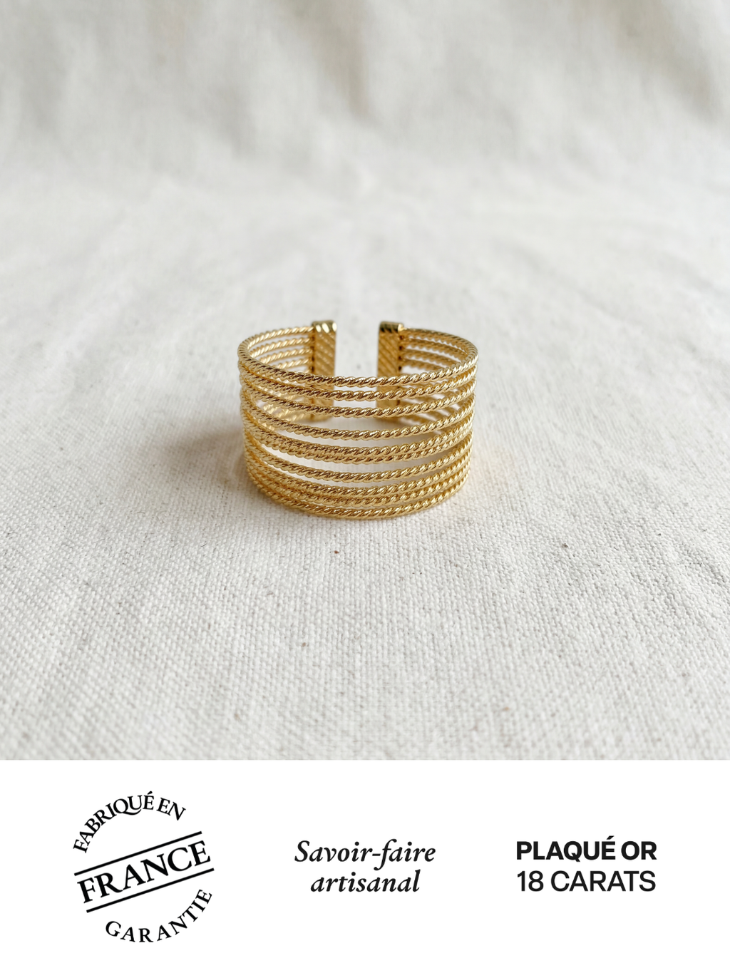 Bague Couture Alice Bianca Plaqué Or | Balloul Paris