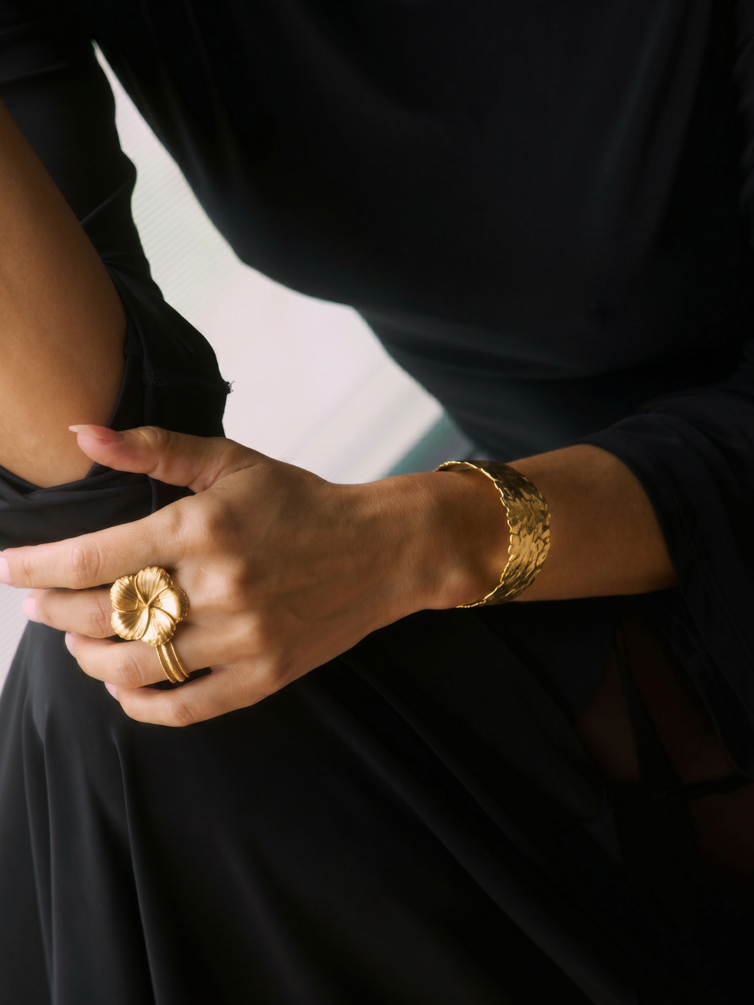 Bague Fleur Alice Bianca Plaqué Or Ajustable | Balloul Paris