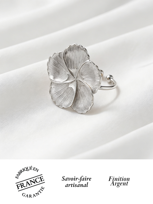 Bague Fleur Alice Bianca Plaqué Argent | Balloul Paris