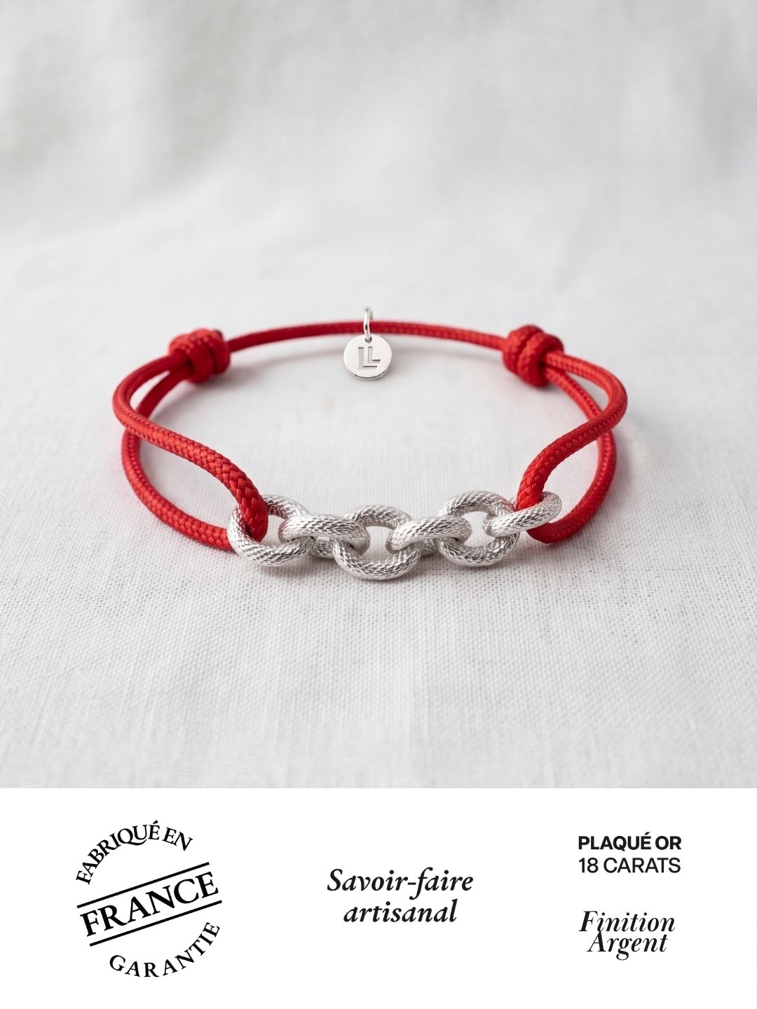 Bracelet Homme Cordon & Chaîne Plaqué Argent | Balloul Paris