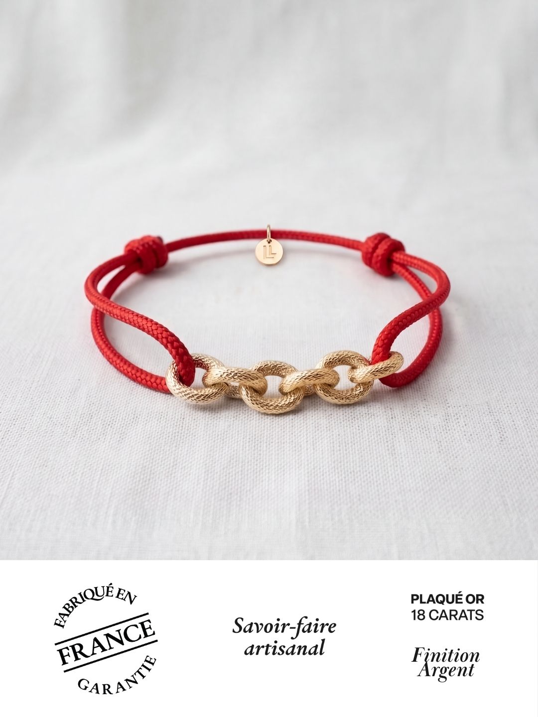 Bracelet Homme Cordon & Chaîne Plaqué Or  | Balloul Paris