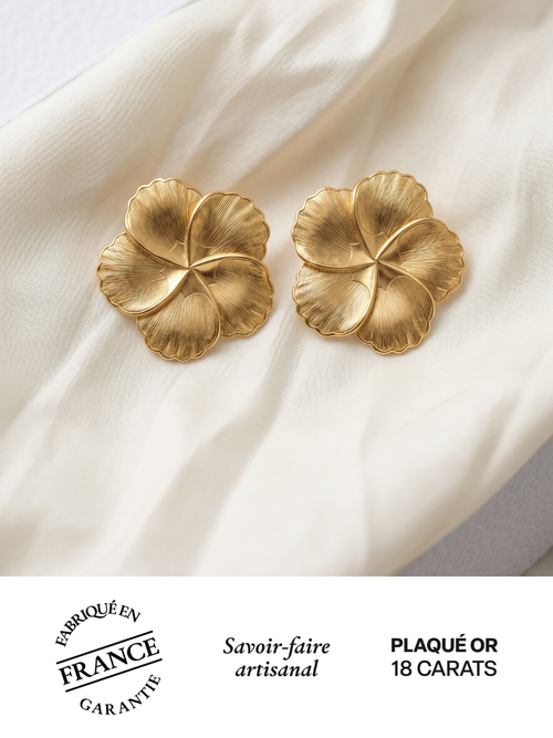 Boucles Camélia GM Alice Bianca Plaqué Or | Balloul Paris