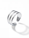 Bague Ajustable Finition Argent au Motif Matelassé | Balloul Paris