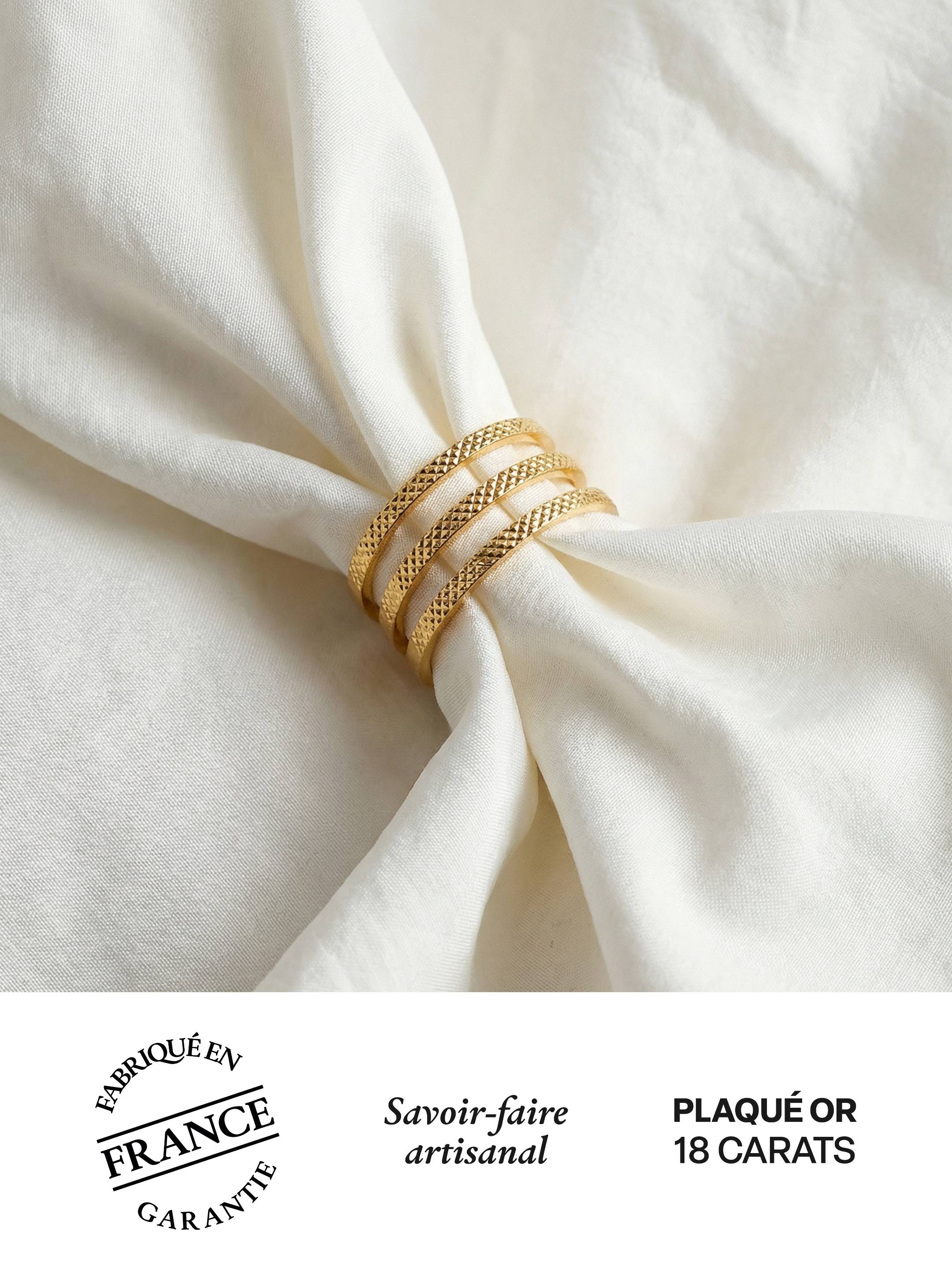 Bague Ajustable Matelassée en Plaqué Or 18 Carats | Balloul Paris