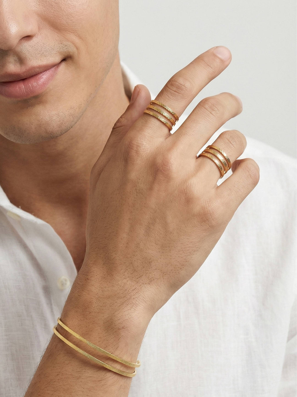 Bague Ajustable Matelassée pour Homme en Plaqué Or 18 Carats | Balloul Paris