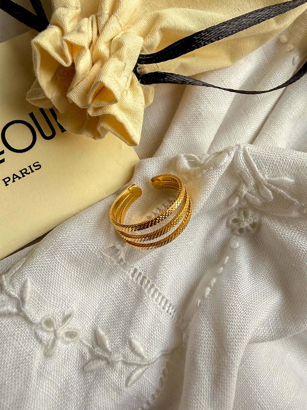 Bague Ajustable Matelassée en Plaqué Or 18 Carats | Balloul Paris