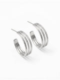 Boucles d’Oreilles Créoles Finition Argent au Motif Matelassé | Balloul Paris
