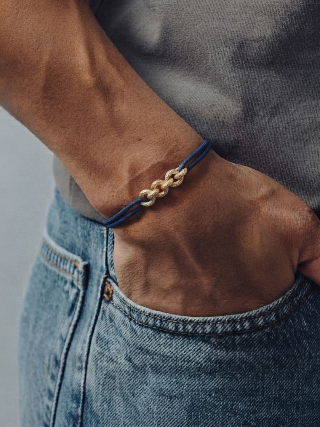 Bracelet Homme Cordon & Chaîne Plaqué Or  | Balloul Paris