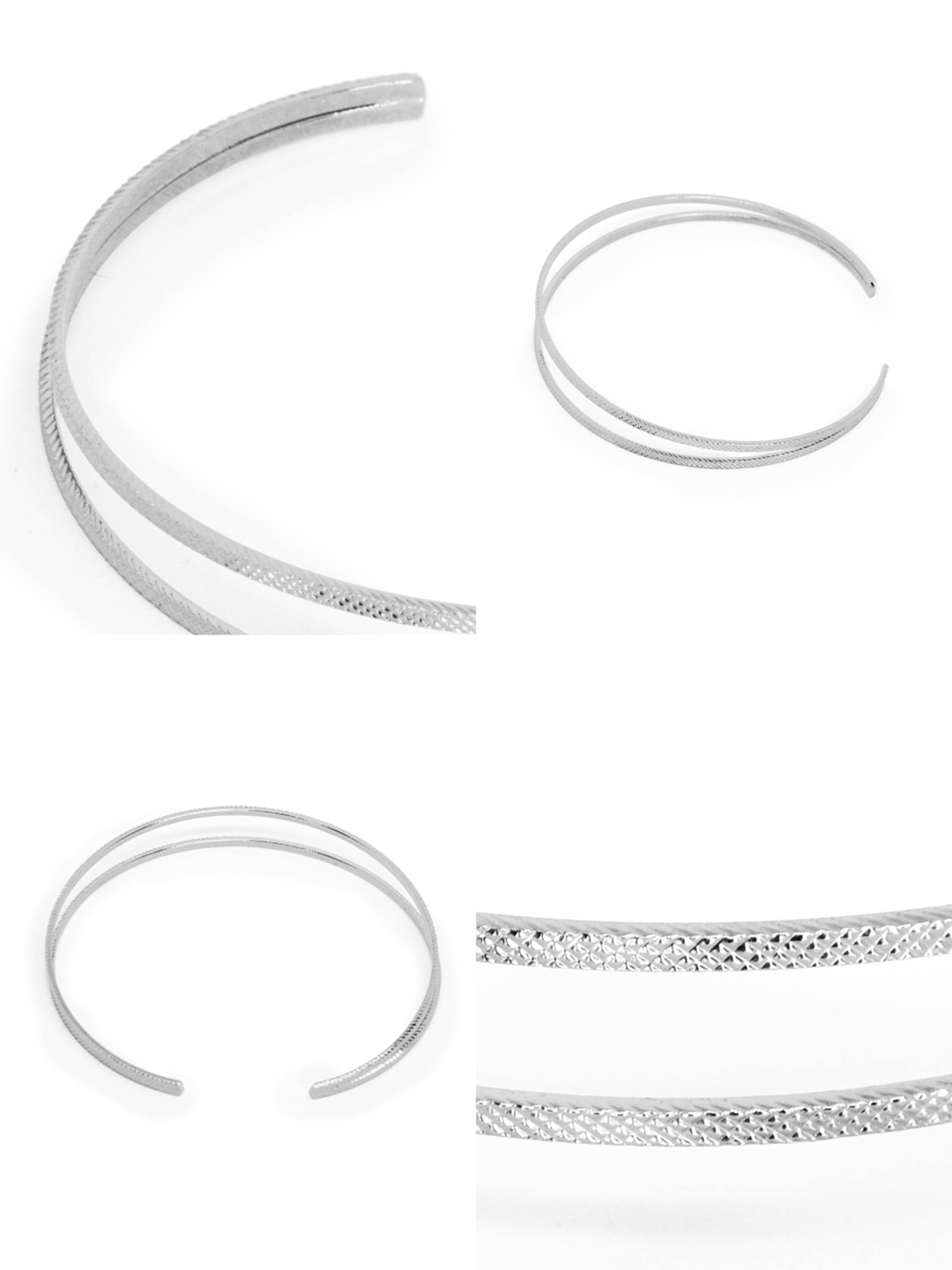 Bracelet Jonc Ajustable Finition Argent au Motif Matelassé | Balloul Paris