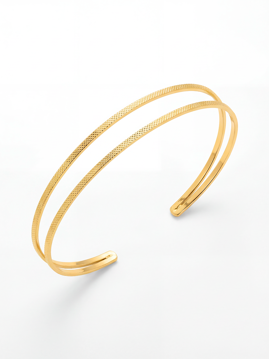 Bracelet Jonc Ajustable Matelassé en Plaqué Or 18 Carats | Balloul Paris
