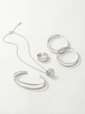 Parure Bracelet, Grandes Créoles, Collier & Bague Ajustable Finition Argent | Balloul Paris
