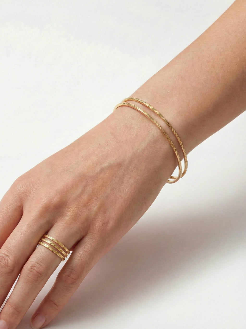Parure Bracelet Jonc & Bague Ajustable en Plaqué Or 18 carats | Balloul Paris