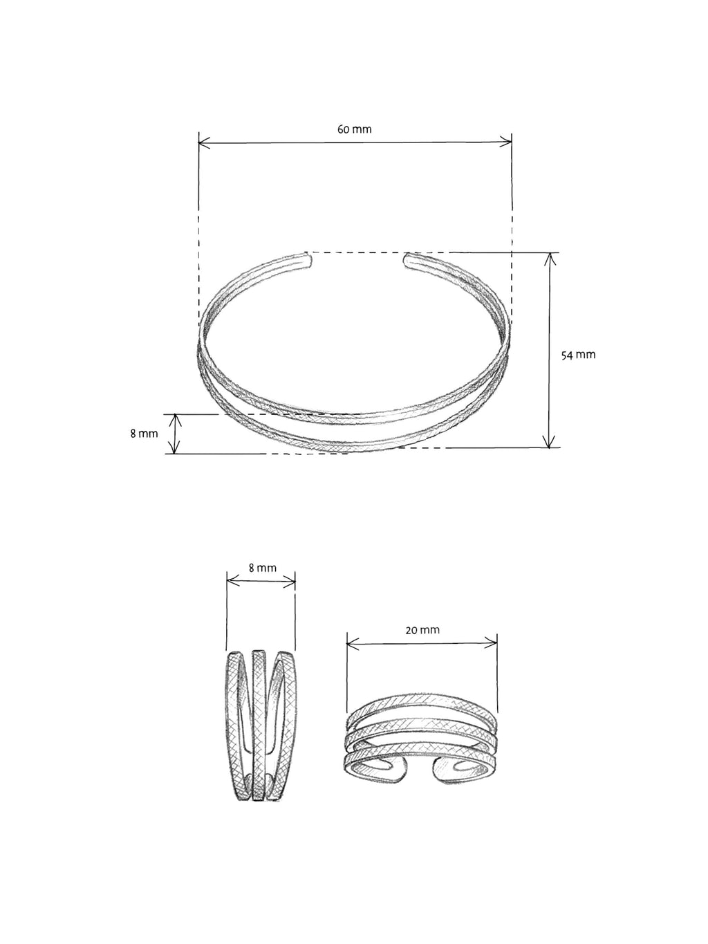 Parure Bracelet Jonc & Duo de Bagues Ajustables Finition Argent | Balloul Paris