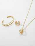 Parure Bracelet Jonc, Collier & Bague Ajustable en Plaqué Or 18 carats | Balloul Paris