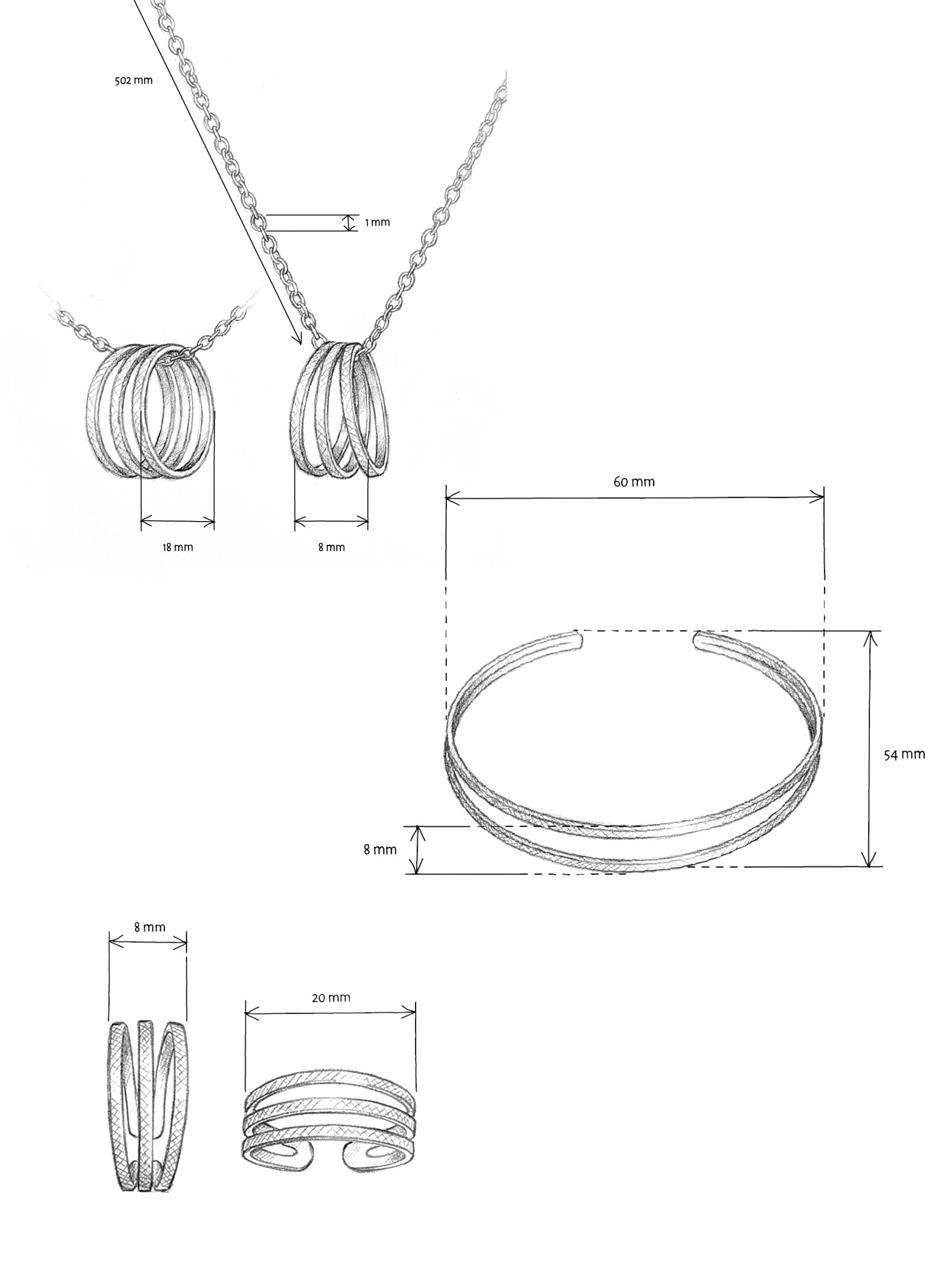 Parure Homme Bracelet Jonc, Collier & Bague Ajustable Finition Argent | Balloul Paris