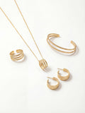 Parure Bracelet, Petites Créoles, Collier & Bague Ajustable en Plaqué Or 18 carats | Balloul Paris