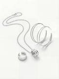 Parure Grandes Créoles, Collier & Bague Ajustable Finition Argent | Balloul Paris