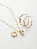 Parure Grandes Créoles, Collier & Bague Ajustable en Plaqué Or 18 carats | Balloul Paris