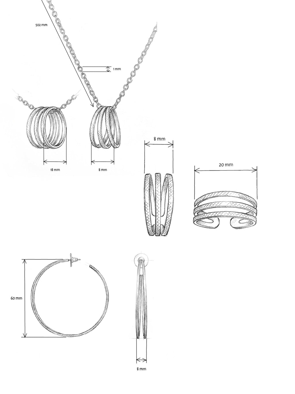 Parure Grandes Créoles, Collier & Bague Ajustable en Plaqué Or 18 carats | Balloul Paris