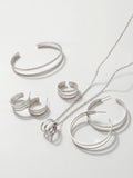 Parure Grandes Créoles, Petites Créoles, Bracelet, Collier & Bague Ajustable Finition Argent | Balloul Paris