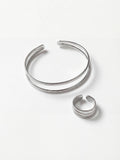 Parure Bracelet Jonc & Bague Ajustable Finition Argent | Balloul Paris