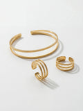 Parure Bracelet Jonc & Duo de Bagues Ajustables en Plaqué Or 18 carats | Balloul Paris