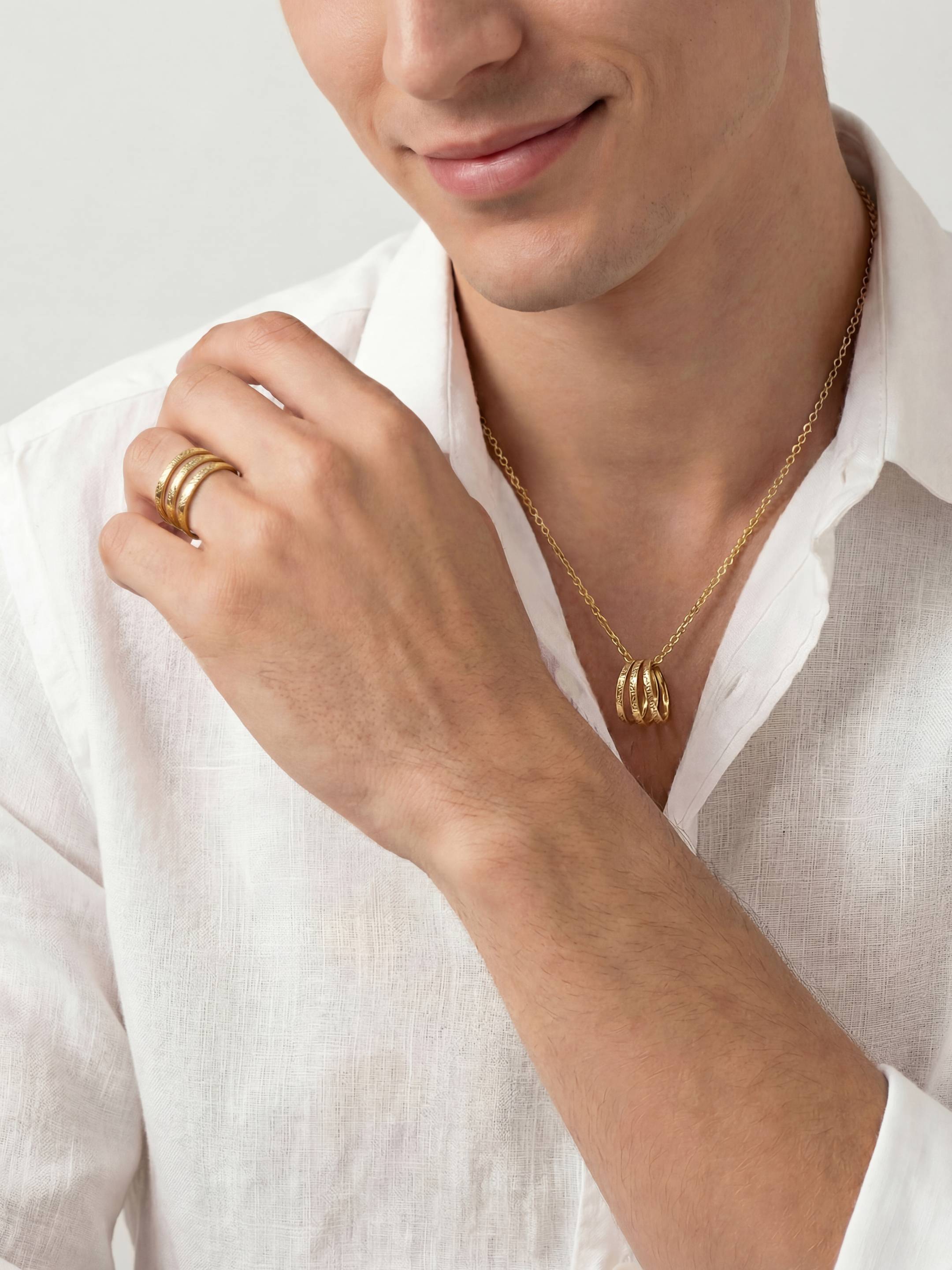 Parure Homme Collier & Bague Ajustable en Plaqué Or 18 carats | Balloul Paris