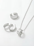 Parure Petites Créoles, Collier & Bague Ajustable Finition Argent | Balloul Paris
