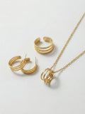 Parure Petites Créoles, Collier & Bague Ajustable en Plaqué Or 18 carats | Balloul Paris