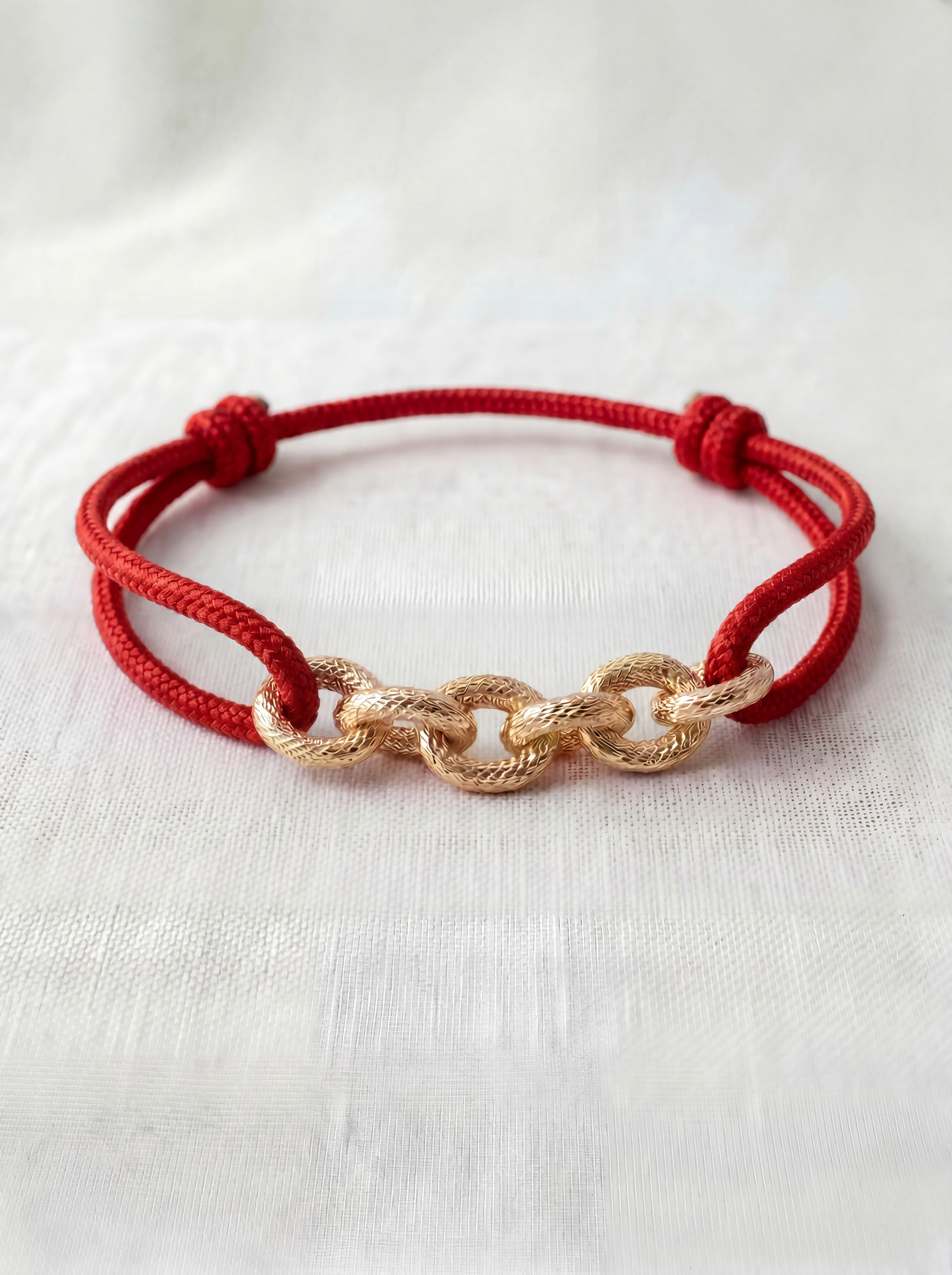racelet Cordon Chaîne — Doré & Rouge