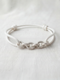 Bracelet Cordon Chaîne — Argenté & Blanc