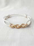 Bracelet Cordon Chaîne — Doré & Blanc