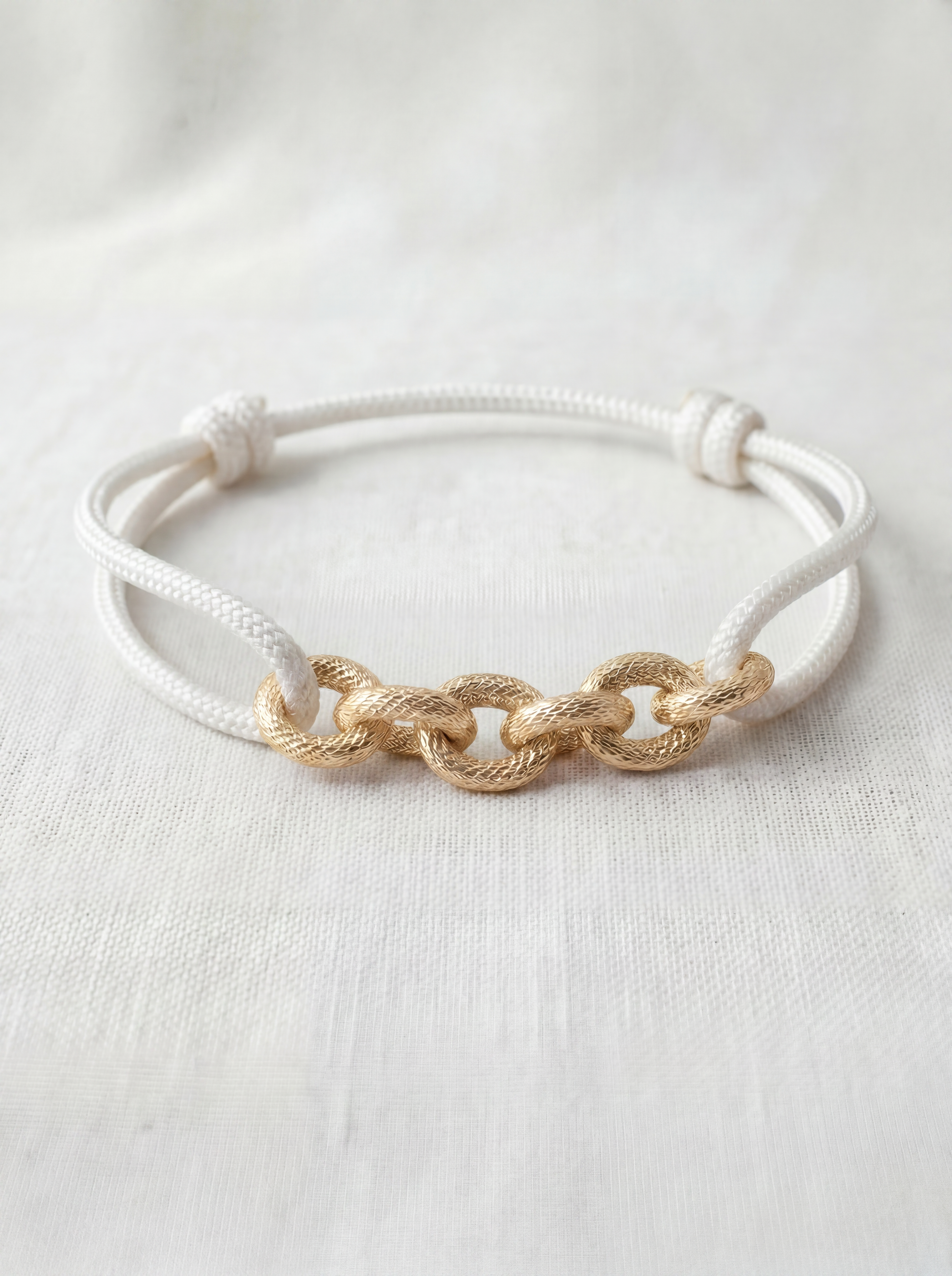 Bracelet Cordon Chaîne — Doré & Blanc