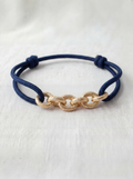 Bracelet Cordon Chaîne — Doré & Bleu Marine