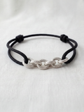 Bracelet Cordon Chaîne  — Argenté & Noir