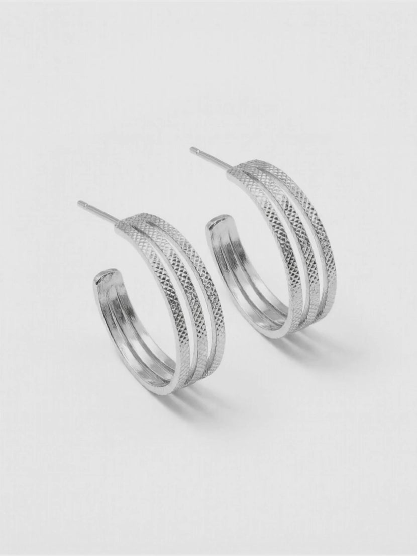 Boucles d’Oreilles Créoles Argent  Matelassé  | Balloul Paris