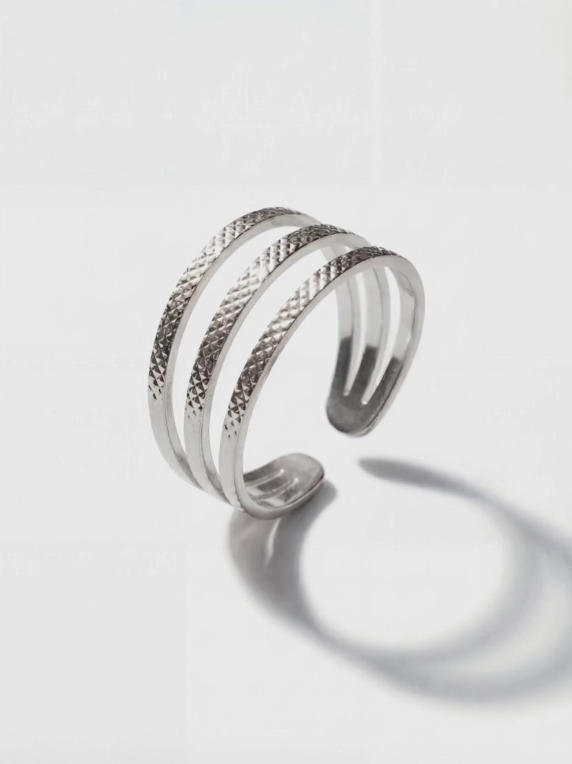 Bague Ajustable Argent Motif Matelassé | Balloul Paris